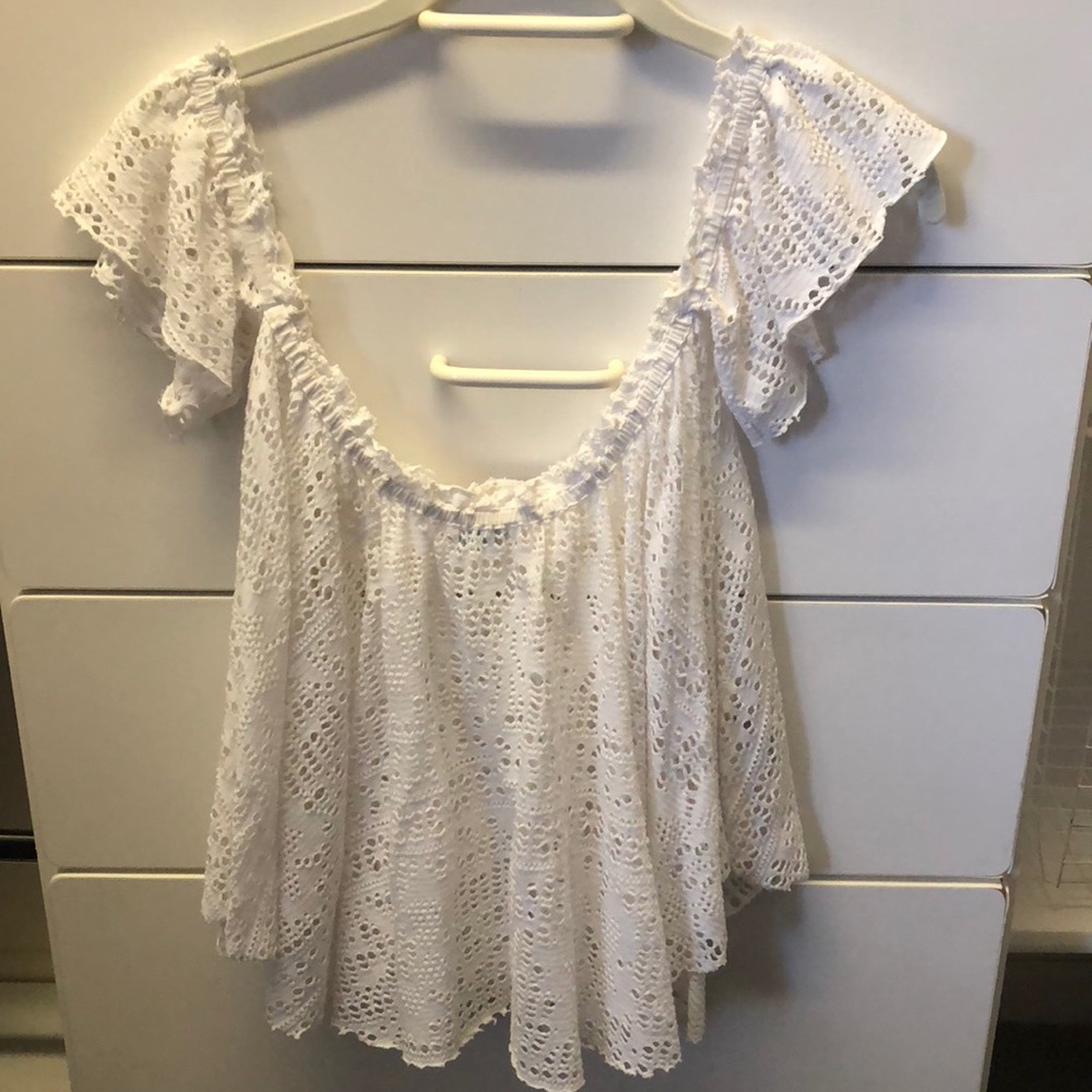 Eyelet off the shoulder top